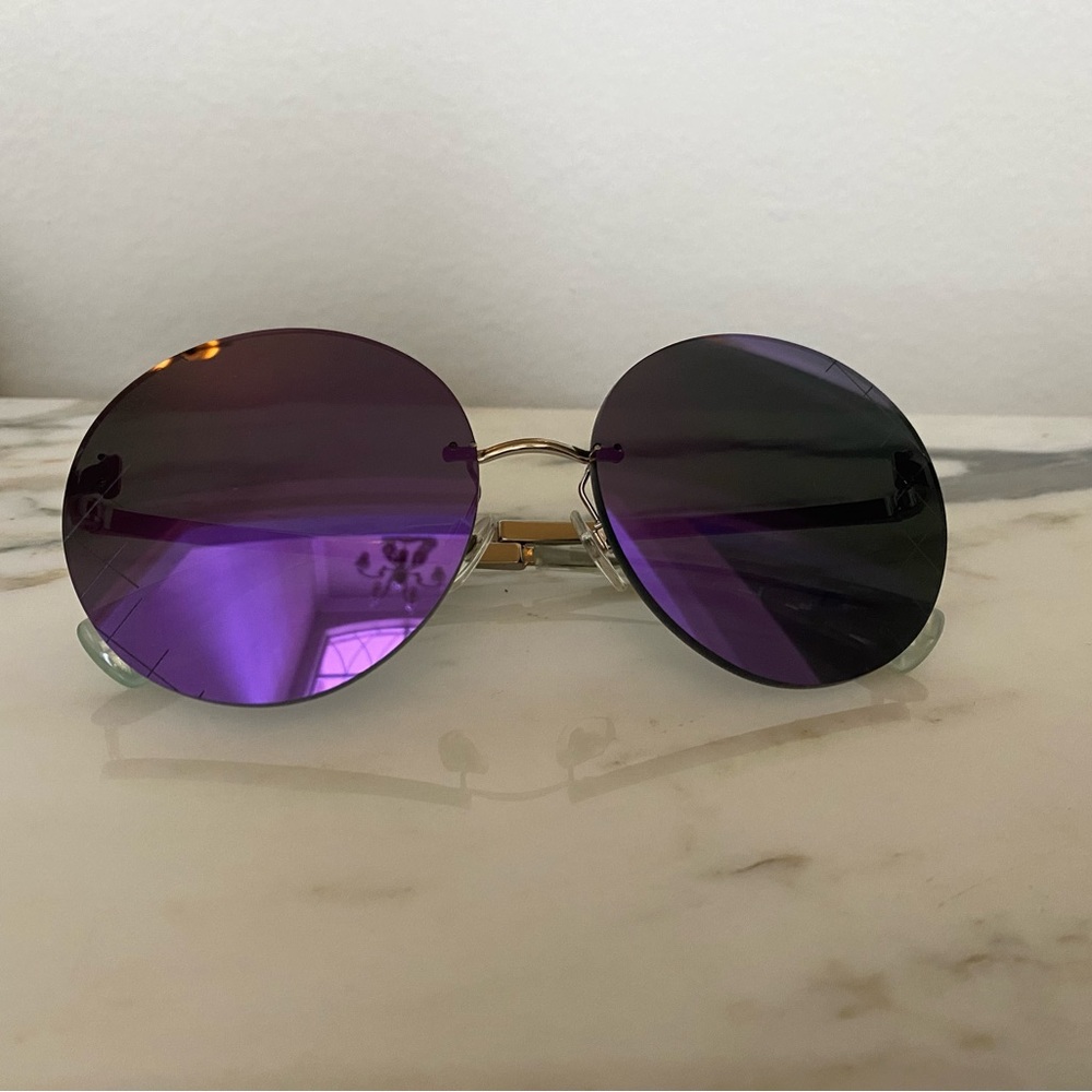 CHANEL  4216 c.124/4v 58-17
Silver Metal And Purple Tinted Shield Sunglasses - Picture 7 of 16